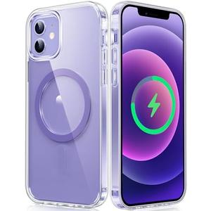 FNTCASE for iPhone 12 Clear Case: for iPhone 12 Pro Magnetic Military Grade Drop Protection Anti Yellowing Cell Phone Cover - Rugged Durable Shockproof Protective Bumper(Purple)