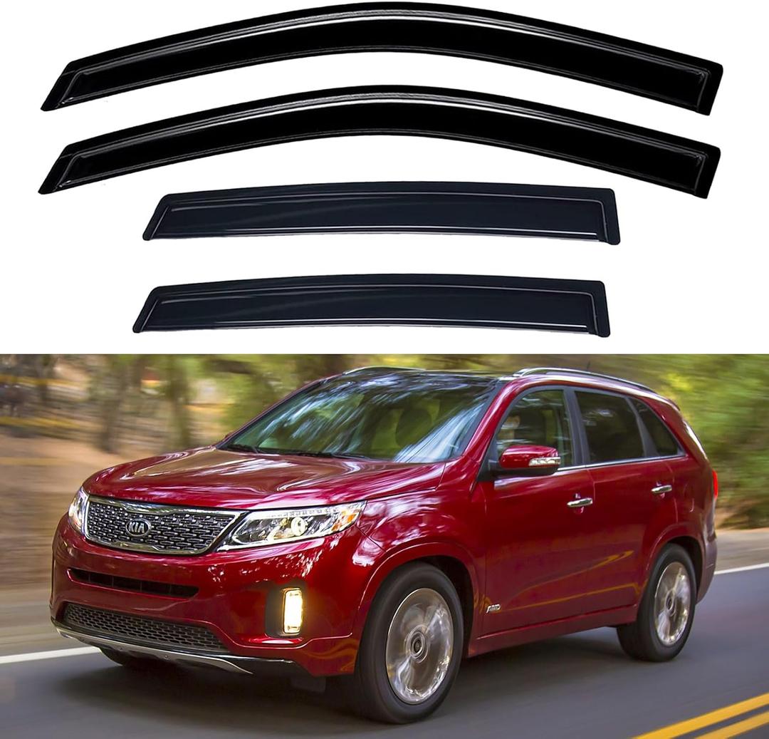 Window Visors Rain Guards for 2011 2012 2013 2014 2015 Kia Sorento, Out-Channel Window Vent Wind Deflectors Visors Shades for 11-15 Kia Sorento