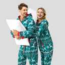 Giggling Getup Matching Pajamas for Couples, Christmas Pajamas for Women and Men, Hooded Zipper Warm Jumpsuits, 1Pcs (Large, Green)