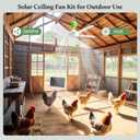 blessny Small Solar Ceiling Fan for Gazebo, 15W Solar Powered Hanging Mini Ceiling Fan for Chicken Coop, Greenhouse, Shed, Patio