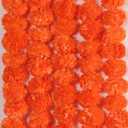5 PC - 4.5 feet Marigold Garlands Halloween Diwali Pooja Indian/American Wedding Party Mantle Decorations Faux Artificial Floral Strings Christmas Fall Festival Spring Bush Floral Decor - Dark Orange