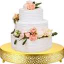 Wenqik Cake Stand 14 Inch Round Metal Cupcake Dessert Wedding Cake Stand Cookies Display Holder Fruit Serving Tray for Table Wedding Birthday Anniversary Party (Gold)