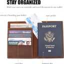 WANDERINGS Leather Travel Wallet with Passport Holder - 5.5" x 4" - Genuine Leather Case with RFID Blocking for Men and Women - Folding Wallet for Passports