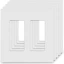2-Gang Screwless Decorator Wall Plates, Child Safe Standard Size Outlet Cover, Unbreakable Polycarbonate Thermoplastic, Glossy White,5 Pack,UL Listed