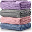 Reginary 4 Pack Fuzzy Blanket 30 x 40'' Waffle Flannel Baby Throw Blankets Warm Nursery & Crib Blankets for Girl & Boy Newborn Infant (Purple, Pink, Gray, Blue)