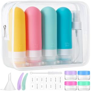 16pack Travel Bottles for Toiletries, TSA Approved LeakProof Squeezable Silicone Toiletry Containers for Shampoo, Conditioner, 3oz Portable Refillable Traveling Size Liquid Containers (16Pcs/Colorful) (EXP 12/26/36)