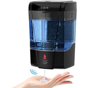 SVAVO Automatic Soap Dispenser Hand Soap Dispenser Wall Mount 600m/21 fl.oz, Touchless Electric Sensor Pump Battery Operated for Offices Home Kitchen Bathroom Hotel Restaurant Commercial (Black)