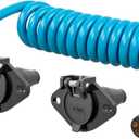 CURT 57286 8-Foot Flat Towing 6-Way Round Motorhome to Dinghy Vehicle Wiring Adapter Extension Harness and Sockets