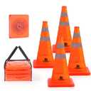 RoadHero 18 Inch 4 Pack Collapsible Traffic Safety Cones, Multi Purpose Pop-up Cones with Reflective Collar for Road Safety, Orange Cones for Driving Training, Parking Lots