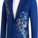 Mens Suits Slim Fit 2 Piece Formal Tuxedo Suits Blazer Pants with Bow Tie for Wedding Prom (Blue, M)