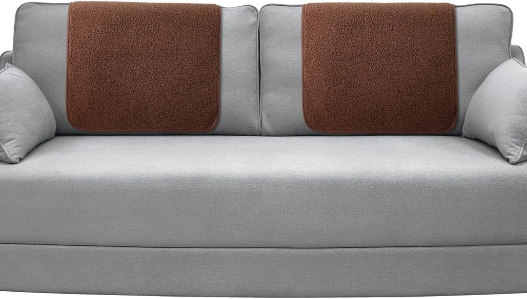 Frienda 2 Pieces Recliner Headrest Covers Sofa Headrest Protector Sherpa for Recliner Chair Couch Furniture Non Slip for Living Room(Brown)