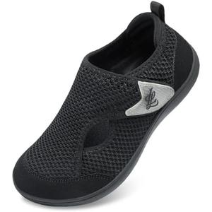 LeIsfIt Womens Walking Shoes Wide Diabetic Shoes Adjustable Barefoot Shoes Breathable Zero Drop Shoes Wide Width Arthritis Edema Shoes Black Size 6