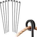 Ferraycle 8 Pcs 42 Inches/3.5 ft Single Rope Poles Steel Stakes with Loop for Creating a Rope Border Around Flower Beds, Fence, Trees, Garden, Walkways, Fountains