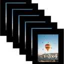 3x4 Picture Frame Set of 6 for Tabletop or Wall, 3 x 4 Wall Gallery Poster Photo Frame with Shatter Resistant Plexiglass, 6 Pack, Black