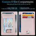 LinsCraft Slim Minimalist Wallet, Small Leather Front Pocket Wallets, RFID Blocking, Credit Card Holder for Men Women (Pink)