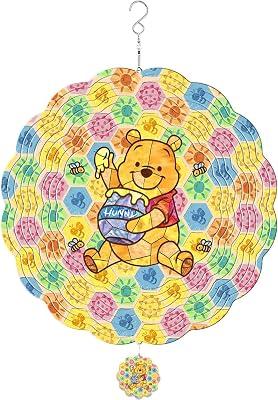 GENANY Honey Bear Hanging Wind Spinners for Women Men, 12 Inch Metal 3D, Stainless Steel Hanging Wind Catchers Sculpture for Outside, Outdoor Spring Decoration, Unique Gift