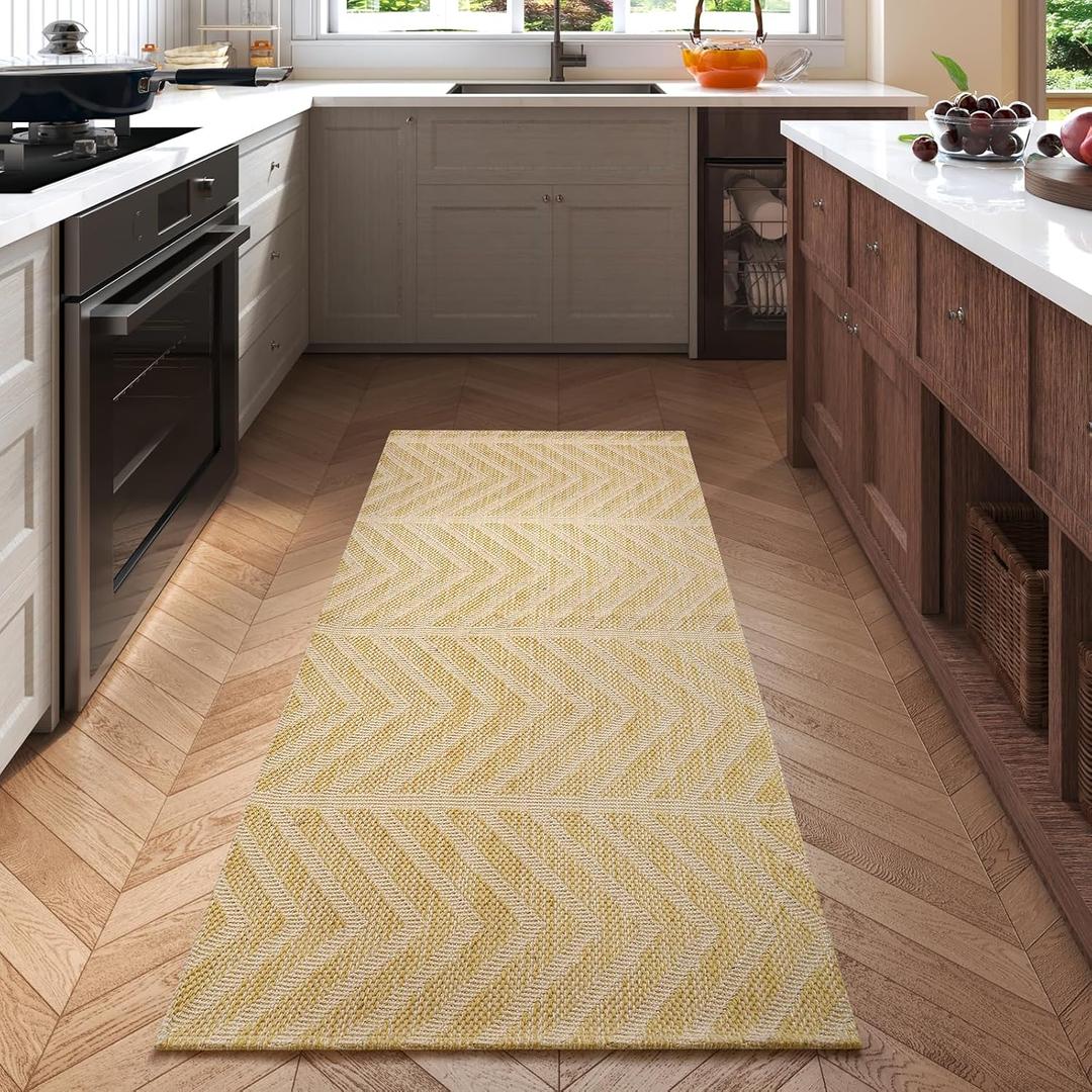 Hallway Runner Rug,Low Profile Non Slip Entry Door Mat,2x4ft,Brown