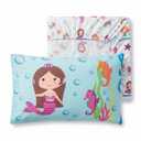 Everyday Kids Toddler Fitted Sheet and Pillowcase Set -Undersea Mermaids Adventure- Soft Breathable Microfiber Toddler Sheet Set