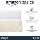 Amazon Basics Lightweight Pleated Bed Skirt, Queen, Beige, Wrinkle Resistant, Fade Resistant, Machine Washable