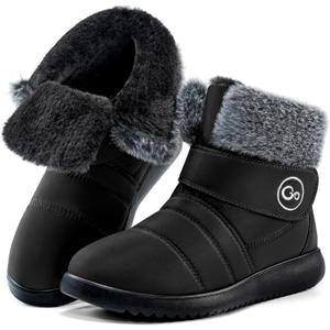 Womens Snow Boots for Winter: Comfortable & Warm for All Day Wear - Waterproof Non Slip Booties for Commute Outdoor Walking (8, Black)