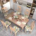 Stretch Dining Chair Seat Covers Set of 4,Dining Chair Slipcovers, Floral Printed Chair Covers,Soft Fabric Washable Upholstered Chair Seat Protector, No Rear Covers for Home Kitchen Dining Room (Yellow Flower Bud Patterns)