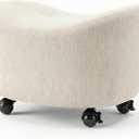 Ottoman Stool for Living Room, Corduroy Upholstered Foot Rest | Ottoman, Small Accent Seat for Bedroom Apartment Dorm, Cozy Home Decor Furniture (White), Medium