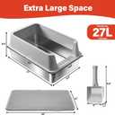 Stainless Steel Cat Litter Box, XL Metal Litter Box with High Sides Lid, Extra Large Cat Litter Boxes for Big Cats, Anti-Urine Leakage, Easy Cleaning, Odor Free, Non-Sticky, Include Scoop and Mat