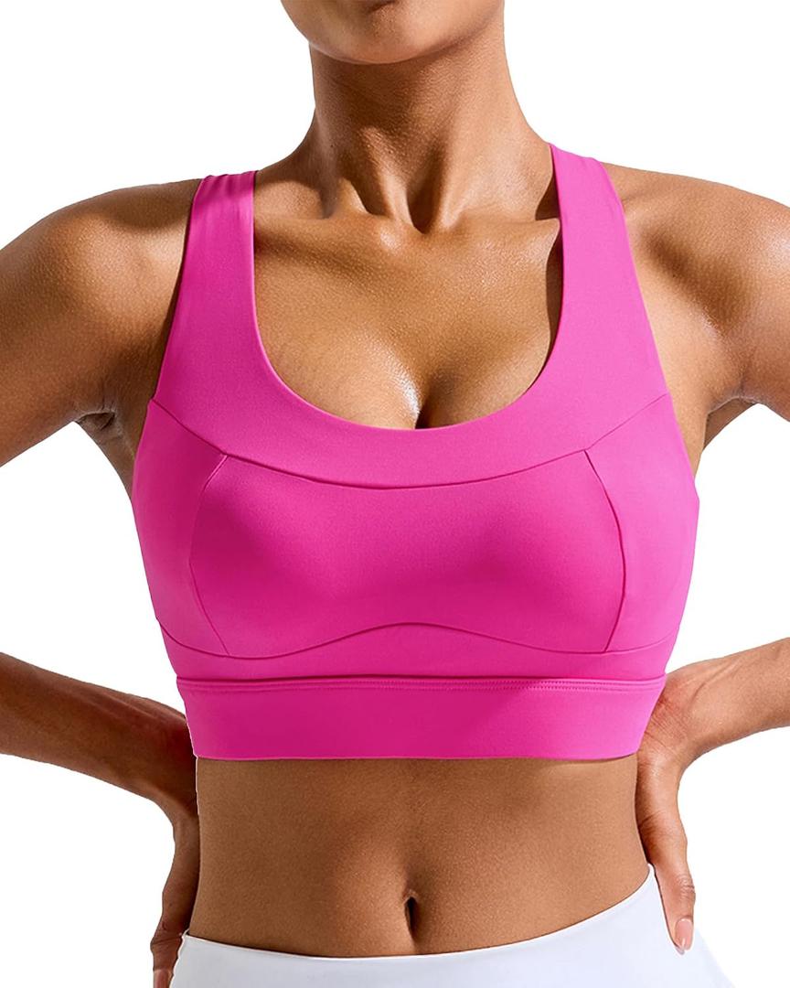 RUNNING GIRL High Impact Sports Bra for Women,Criss-Cross Back Top with Moulded Cups Womens Sports Bra High Support (Pink, M)