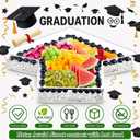Blushtier 2026 Graduation Party Tiered Serving Tray, 2 Tier Fruit Tray Stand for Snacks & Desserts, 14.9 Inch Double Layer Candy Bar Display, Cupcake Holder, Graduation Decorations Table Centerpiece
