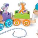 Melissa & Doug First Play Wooden Rocking Farm Animals Pull Train