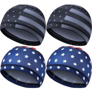 Geyoga 4 Pieces Cooling Skull Cap Helmet Liner Sweat Wicking Running Beanie Head Wrap Cycling Bandana for Men Women