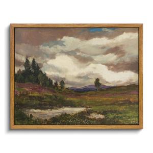 KISSFOX Framed Wall Art Vintage Wall Decor Hills Pond Clouds Canvas Art Landscape Pictures Countryside Paintings Impressionist Artwork Scenery Prints For Living Room Bedroom