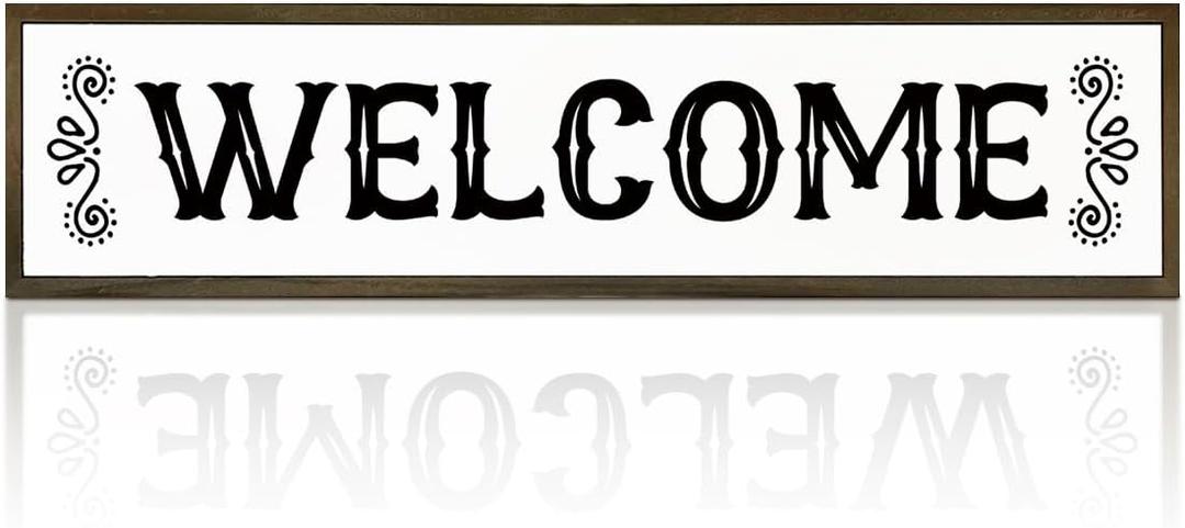 Welcome Wood Sign, Farmhouse Front Door Porch Decor, Welcome Decoration for Home Cafe Shop Indoor Outdoor, New House Decors, Farmhouse Wooden Block Signs 17.8x4x1.2 inches 18