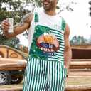 Bindefon Bibs Overalls Men Adjustable Straps Coveralls Shorts Printed Jumpsuit Male Romper (Large, Green Beer Glass)