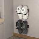 2-Pack Wall Mounted Shoe Rack, Wooden & Metal Foldable Shoe Rack - Space Saving Wall Shoe Holder for Entryway, RV, Camper, Closet, Apartment, Fits Various Shoes-Brown