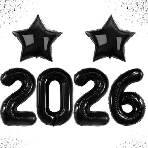 Katchon, Black Giant 2026 Balloons - 42 | New Year Eve Balloons for Happy New Years Decorations 2026 | Happy New Year 2026 NYE Balloon | New Years Eve Party Supplies 2026, NYE Decorations 2026