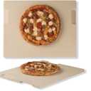 Pizza Stone for Oven and Grill, 15x12 Inch Cordierite Baking Stone with 4 Built-in Handles, 7.4lbs Heavy Duty Thermal Shock Resistant for Crispy Crust Pizza Bread Cookies BBQ