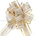 MECCANIXITY 10pcs 7 Inch Large Pull Bow Gift Wrapping Bows Ribbon Organza Cream White for Wedding Baskets Presents Christmas Party