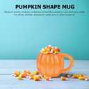 Cabilock 2PCS Halloween Pumpkin Mugs, 500ml Ceramic Pumpkin Fall Coffee Cup, Thanksgiving Halloween Christmas Gift for Women Men