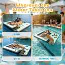 Inflatable Floating Dock with Dog Ramp, Large Floating Island Platform for Adults and Pets, Mesh Water Hammock with Non-Slip Steps, Heavy-Duty Floating Dock for Lake, Pool, River and Ocean