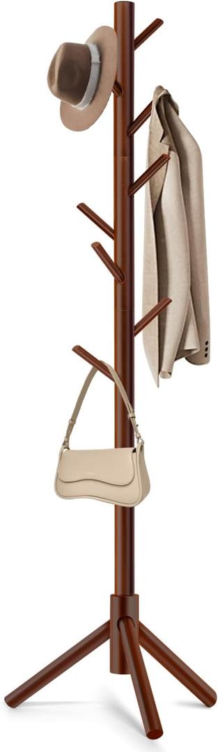 WANGMUXIA Coat Rack, Freestanding Coat Rack with 8 Hooks and 3 Adjustable Size Tree Coat Racks for Bedroom, Hallway, Entrance, Office, for Hats, Coats, Scarves, Handbags