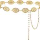 Women's Concho Chain Belt Western Cowgirl Metal Waist Chain Belt for Dress (L: 53.1 in)