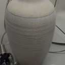 24 inch Vintage Ceramic Table Lamp with 5FT Cord - Single Farmhouse Rustic Bedside Lamp with Natural Textured Finish, Nightstand Lamps for Living Room, Bedroom, End Table Beige