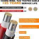 Oududianzi 2x50 Feet Solar Panel Wire, 10AWG Solar Wire Tinned Copper 10 Gauge PV Cable, for Outdoor Automotive RV Solar Panels Boat Marine (50FT Red + 50FT Black)