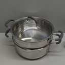 SUNHOUSE - 4.6 Quart Steamer Pots With Lid 2-Tier Multipurpose Stainless Steel Steaming Pot Cookware With Handle For Vegetable, Dumpling, Sauce, Food - Triple Bottom, Measurement Line