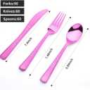 210-Piece Premium Plastic Cutlery Set: Includes 90 Forks, 60 Spoons, 60 Knives - Heavy-Duty Disposable Silverware for Parties, Weddings & Catering Events - Elegant & Durable Utensils Kit (Purple)