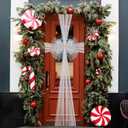 Sursurprise White Christmas Front Door Bow Decorations, Xmas Door Bow Large, Baby Shower Wedding Celebration, Wrapping for Window Fireplace Cabinet, Festive Season Home Kitchen Party Supplies