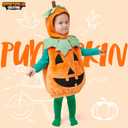 Spooktacular Creations Halloween Baby Pumpkin Costume with Green leaves for Toddler Kids Halloween Dress Up Pumpkin Party (Orange)