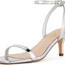GENSHUO Women's Kitten Low Heels Square Open Toe Ankle Strap Sandals Sexy Strappy 2 Inch High Heels for Women Comfort Dress Party Wedding Shoes (9)