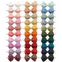 30 Pcs Baby Headbands Girls Hair Bows Nylon Hairbands with Linen Bows Handmade Head Accessories for Infant Newborn Toddlers Kids (Yellow)